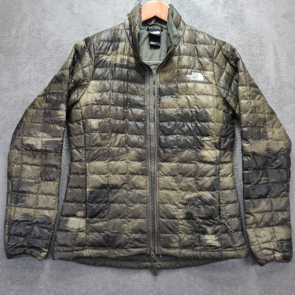 The North Face Women's ThermoBall Jacket S Olive Green Camo Style EUC